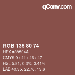 Color code: RGB 136 80 74 | qconv.com