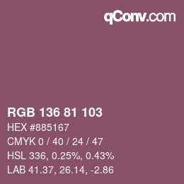 Color code: RGB 136 81 103 | qconv.com