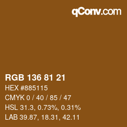 Color code: RGB 136 81 21 | qconv.com