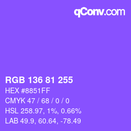 Color code: RGB 136 81 255 | qconv.com