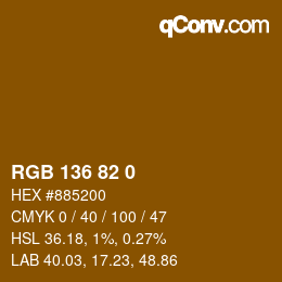 Color code: RGB 136 82 0 | qconv.com