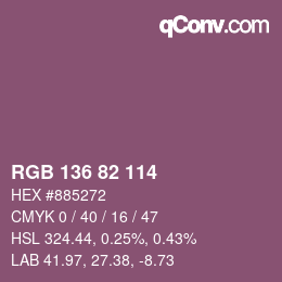 Color code: RGB 136 82 114 | qconv.com