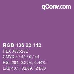 Color code: RGB 136 82 142 | qconv.com