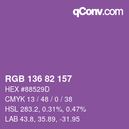 Color code: RGB 136 82 157 | qconv.com