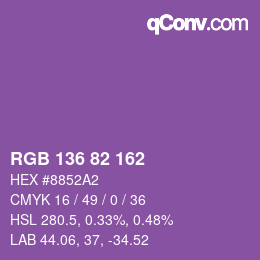 Color code: RGB 136 82 162 | qconv.com