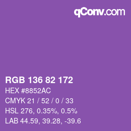 Color code: RGB 136 82 172 | qconv.com