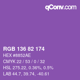 Color code: RGB 136 82 174 | qconv.com