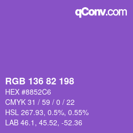 Color code: RGB 136 82 198 | qconv.com