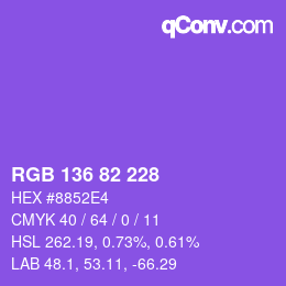 Color code: RGB 136 82 228 | qconv.com