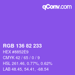 Color code: RGB 136 82 233 | qconv.com