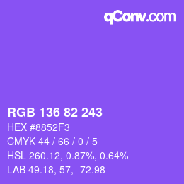 Color code: RGB 136 82 243 | qconv.com