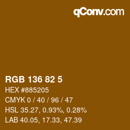 カラーコード: RGB 136 82 5 | qconv.com