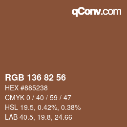 Color code: RGB 136 82 56 | qconv.com