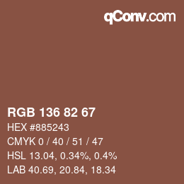 Color code: RGB 136 82 67 | qconv.com