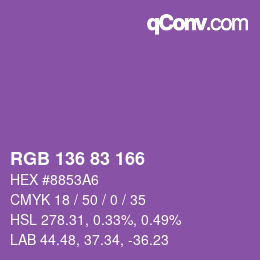 Color code: RGB 136 83 166 | qconv.com