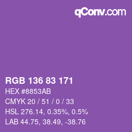 Color code: RGB 136 83 171 | qconv.com