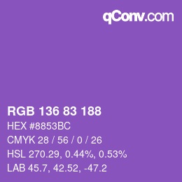 Color code: RGB 136 83 188 | qconv.com