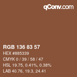 Color code: RGB 136 83 57 | qconv.com