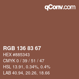Color code: RGB 136 83 67 | qconv.com
