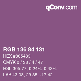 Color code: RGB 136 84 131 | qconv.com