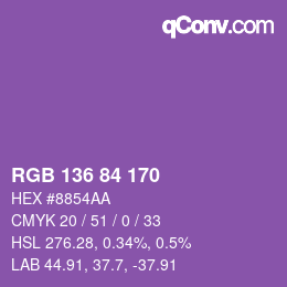 Color code: RGB 136 84 170 | qconv.com