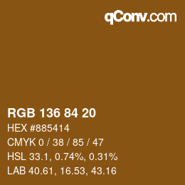 Color code: RGB 136 84 20 | qconv.com