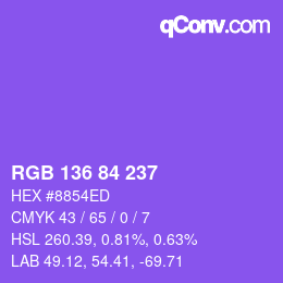 Color code: RGB 136 84 237 | qconv.com
