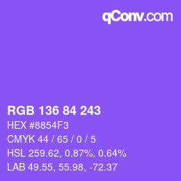 Color code: RGB 136 84 243 | qconv.com