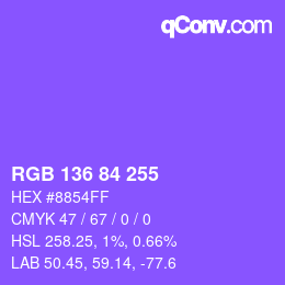 Color code: RGB 136 84 255 | qconv.com
