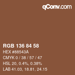 Color code: RGB 136 84 58 | qconv.com