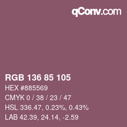 Color code: RGB 136 85 105 | qconv.com