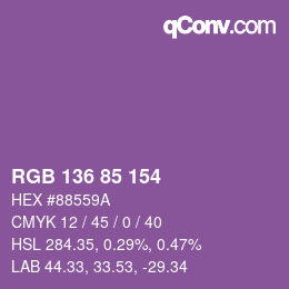 Color code: RGB 136 85 154 | qconv.com