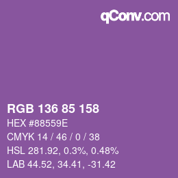 Color code: RGB 136 85 158 | qconv.com