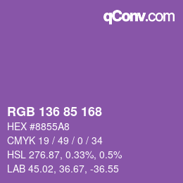 Color code: RGB 136 85 168 | qconv.com
