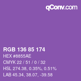 Color code: RGB 136 85 174 | qconv.com