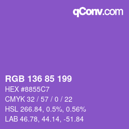 Color code: RGB 136 85 199 | qconv.com