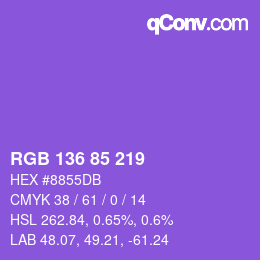 Color code: RGB 136 85 219 | qconv.com