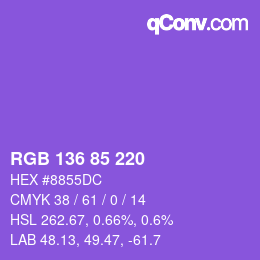 Color code: RGB 136 85 220 | qconv.com
