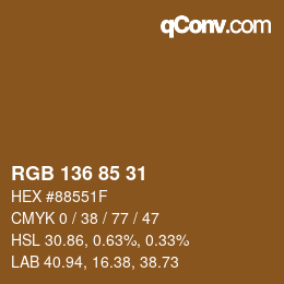 Color code: RGB 136 85 31 | qconv.com