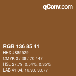 Color code: RGB 136 85 41 | qconv.com