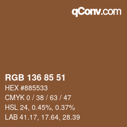 Color code: RGB 136 85 51 | qconv.com