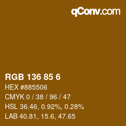 Color code: RGB 136 85 6 | qconv.com