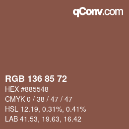 Color code: RGB 136 85 72 | qconv.com