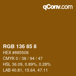 Farbcode: RGB 136 85 8 | qconv.com