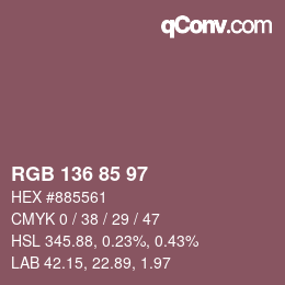 Color code: RGB 136 85 97 | qconv.com