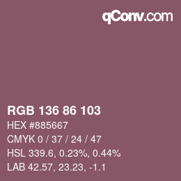 Color code: RGB 136 86 103 | qconv.com