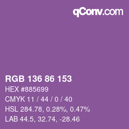 Color code: RGB 136 86 153 | qconv.com