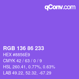 Color code: RGB 136 86 233 | qconv.com