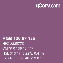Color code: RGB 136 87 125 | qconv.com