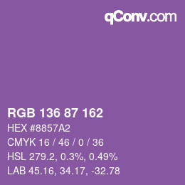 Farbcode: RGB 136 87 162 | qconv.com